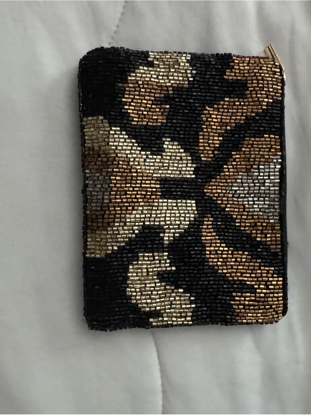 Kay Lee  New York Black Beaded Zip Pouch